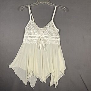 Fredericks Of Hollywood Y2K Ivory Lace Sheer Babydoll Lingerie